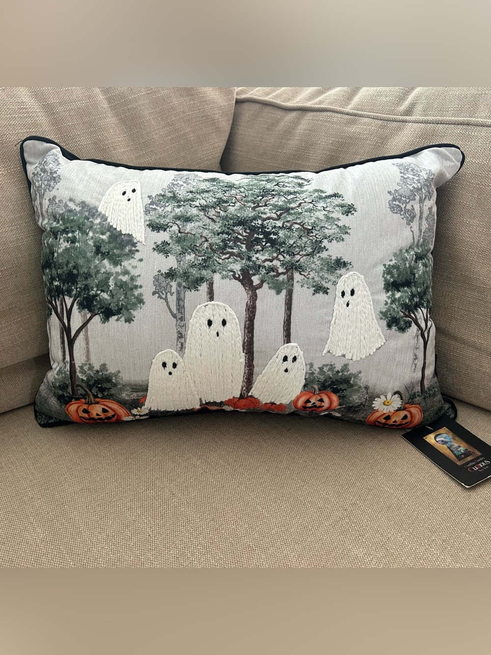 “New” Cynthia Rowley Halloween Ghost & Pumpkin Decorative Pillow